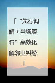 “先行调解＋当场履行”高效化解邻里纠纷