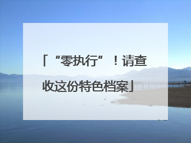 “零执行”！请查收这份特色档案