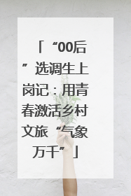 “00后”选调生上岗记：用青春激活乡村文旅“气象万千”