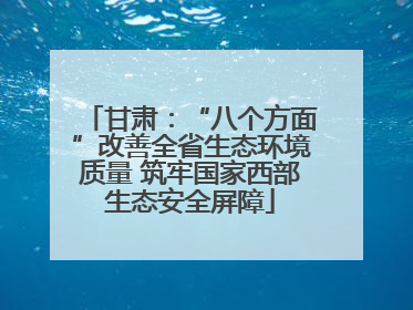 甘肃：“八个方面”改善全省生态环境质量 筑牢国家西部生态安全屏障