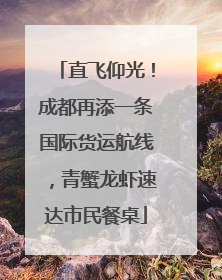 直飞仰光！成都再添一条国际货运航线，青蟹龙虾速达市民餐桌