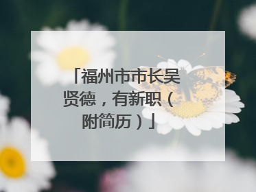 福州市市长吴贤德，有新职（附简历）