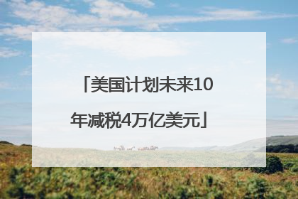 美国计划未来10年减税4万亿美元
