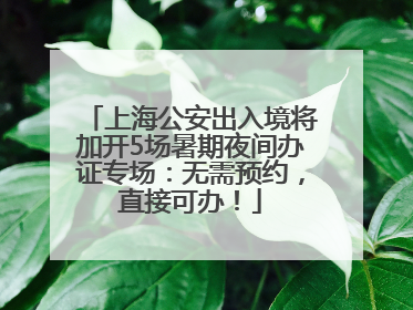上海公安出入境将加开5场暑期夜间办证专场：无需预约，直接可办！