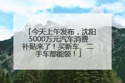 今天上午发布，沈阳5000万元汽车消费补贴来了！买新车、二手车都能领！
