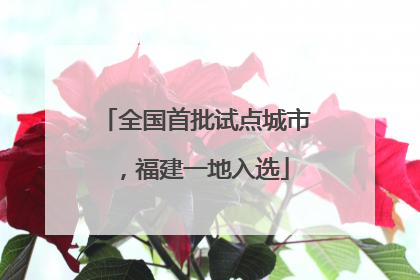全国首批试点城市，福建一地入选