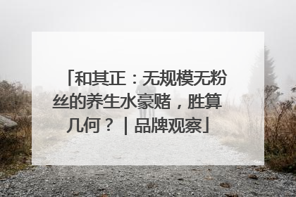 和其正：无规模无粉丝的养生水豪赌，胜算几何？｜品牌观察