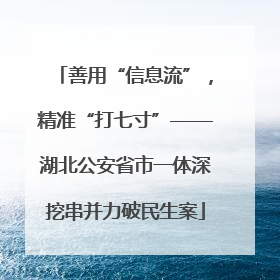 善用“信息流”，精准“打七寸”——湖北公安省市一体深挖串并力破民生案
