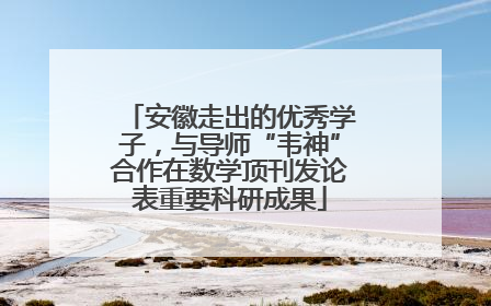 安徽走出的优秀学子，与导师“韦神”合作在数学顶刊发论表重要科研成果