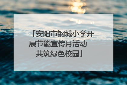 安阳市钢城小学开展节能宣传月活动 共筑绿色校园