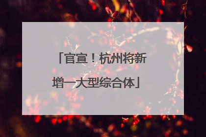 官宣！杭州将新增一大型综合体