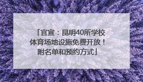 官宣：昆明40所学校体育场地设施免费开放！附名单和预约方式