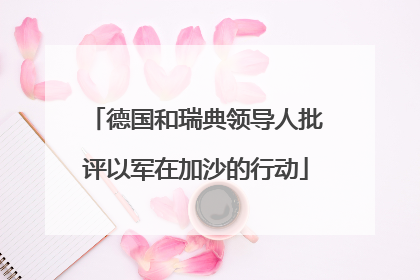 德国和瑞典领导人批评以军在加沙的行动
