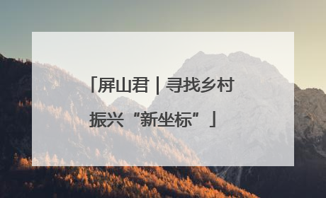 屏山君｜寻找乡村振兴“新坐标”