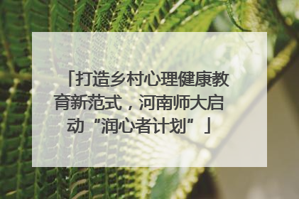 打造乡村心理健康教育新范式，河南师大启动“润心者计划”