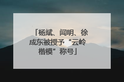 杨斌、闻明、徐成东被授予“云岭楷模”称号
