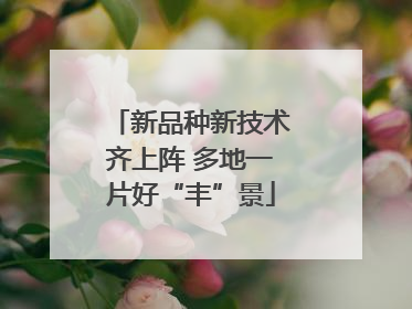 新品种新技术齐上阵 多地一片好“丰”景