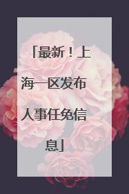 最新！上海一区发布人事任免信息