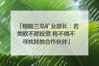 格陵兰岛矿业部长：若美欧不愿投资 将不得不寻找其他合作伙伴