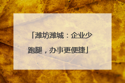 潍坊潍城：企业少跑腿，办事更便捷