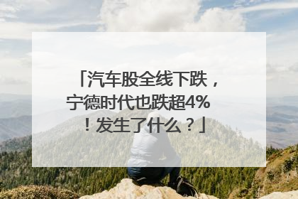 汽车股全线下跌，宁德时代也跌超4%！发生了什么？