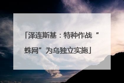 泽连斯基：特种作战“蛛网”为乌独立实施