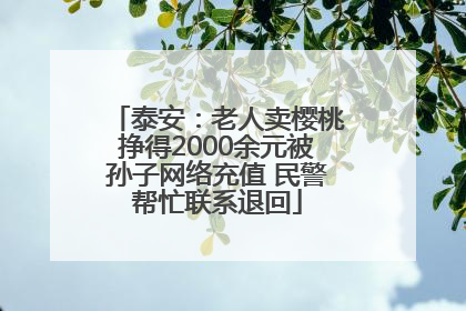 泰安：老人卖樱桃挣得2000余元被孙子网络充值 民警帮忙联系退回