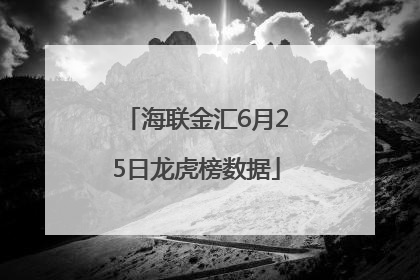 海联金汇6月25日龙虎榜数据