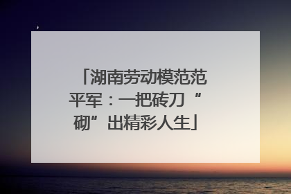 湖南劳动模范范平军：一把砖刀“砌”出精彩人生