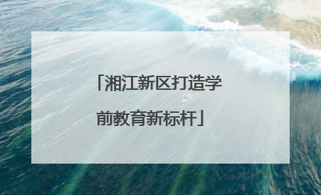 湘江新区打造学前教育新标杆
