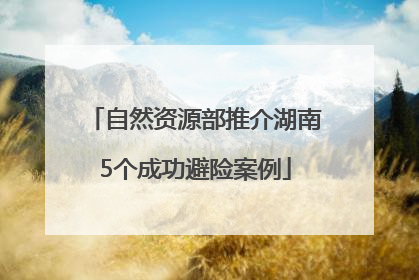 自然资源部推介湖南5个成功避险案例