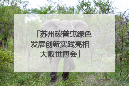 苏州碳普惠绿色发展创新实践亮相大阪世博会