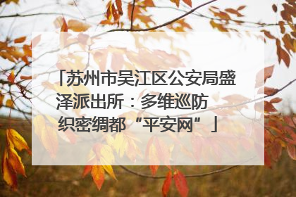 苏州市吴江区公安局盛泽派出所：多维巡防  织密绸都“平安网”