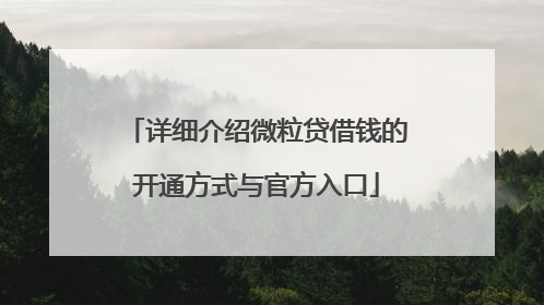 详细介绍微粒贷借钱的开通方式与官方入口