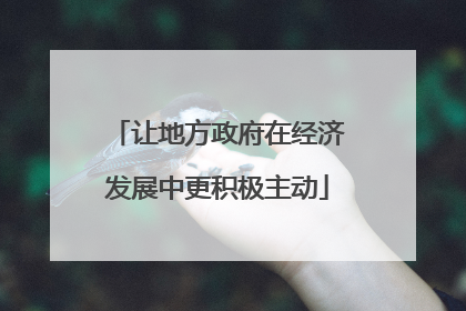 让地方政府在经济发展中更积极主动