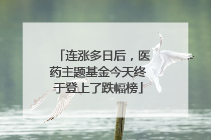 连涨多日后，医药主题基金今天终于登上了跌幅榜