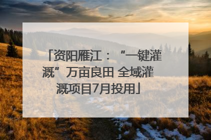 资阳雁江：“一键灌溉”万亩良田 全域灌溉项目7月投用