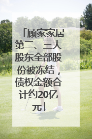 顾家家居第二、三大股东全部股份被冻结，债权金额合计约20亿元