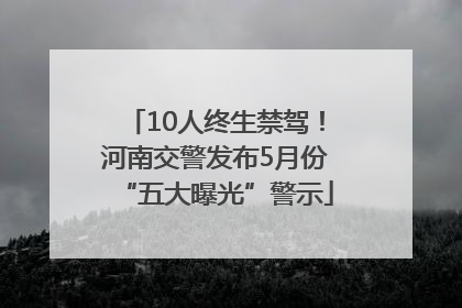 10人终生禁驾！河南交警发布5月份“五大曝光”警示
