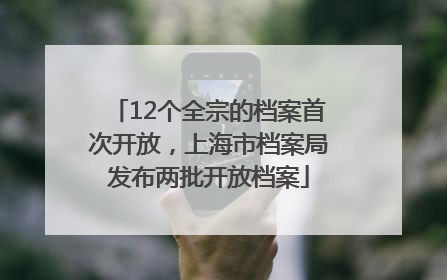 12个全宗的档案首次开放，上海市档案局发布两批开放档案