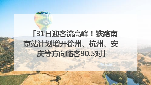 31日迎客流高峰！铁路南京站计划增开徐州、杭州、安庆等方向临客90.5对