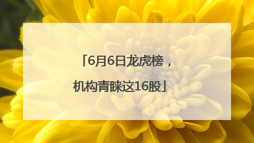 6月6日龙虎榜，机构青睐这16股